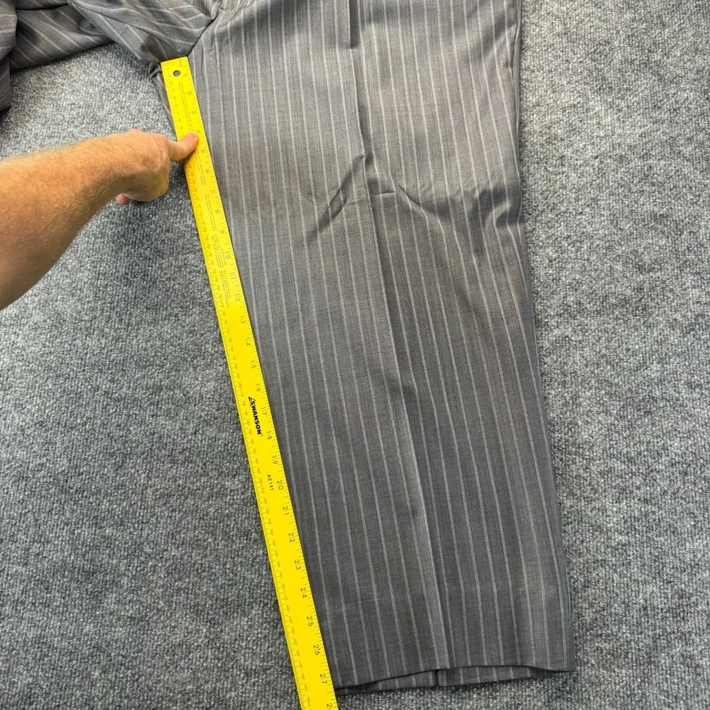 Hart Schaffner Marx Men's 2pc Suit Gray Pinstripe 50L Pleated Pants 44x28 USA
